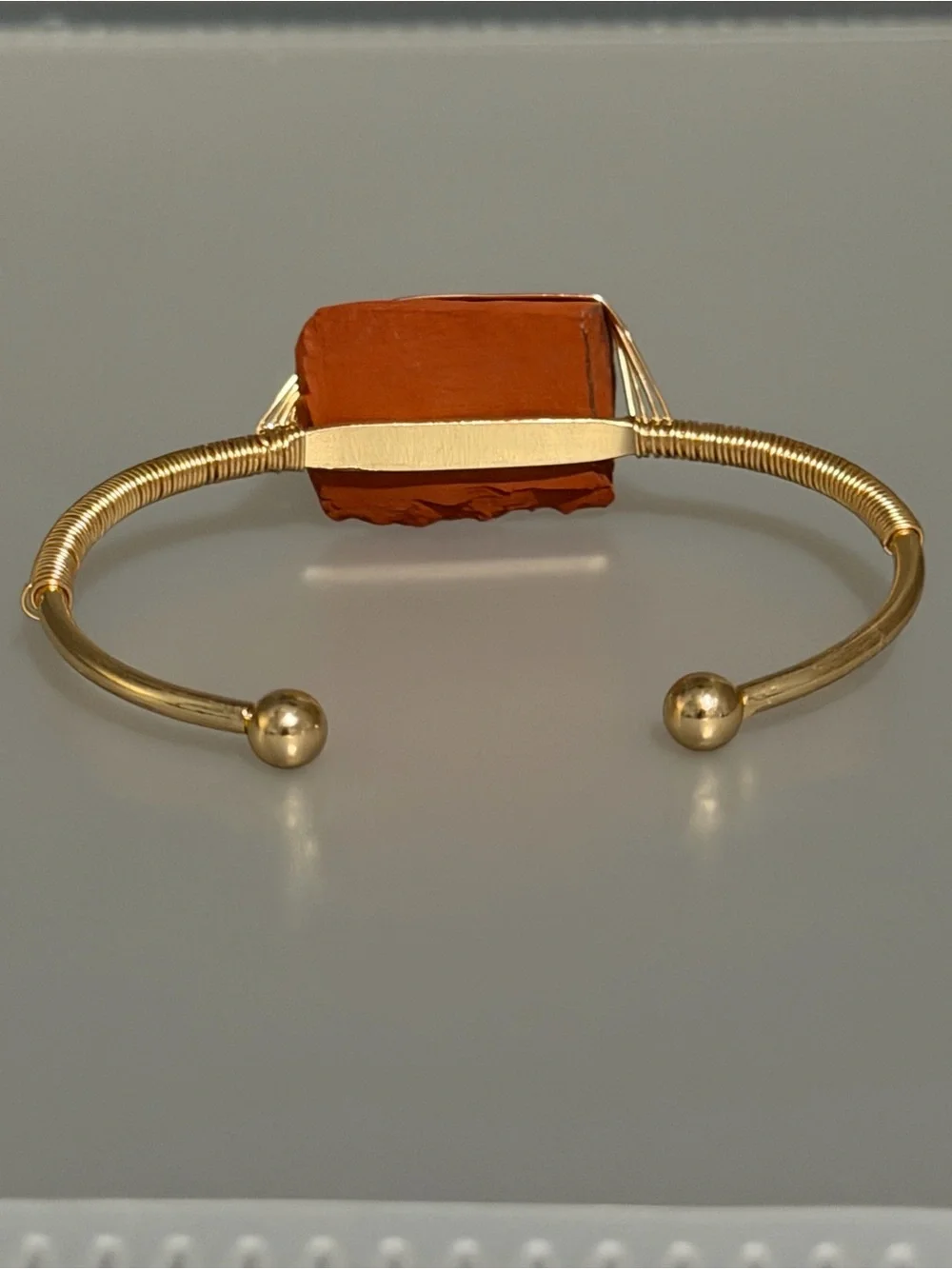 New Arrivals! Gold Cuff Bracelet with Raw Red Jasper Stone